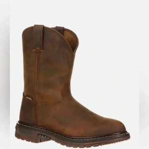 Rocky Men's Size 10M Tan Brown Round Toe Slip On Western Cowboy Work Boots